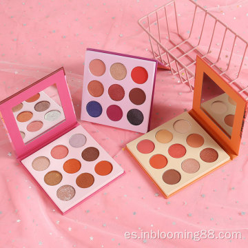 9 sombra maquillaje de ojo pigmentado paleta de sombras de ojos mate